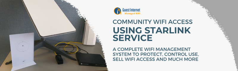 Community WiFi Access using Starlink service. A complete WiFi management system to protect, control use, sell WiFi access and much more.