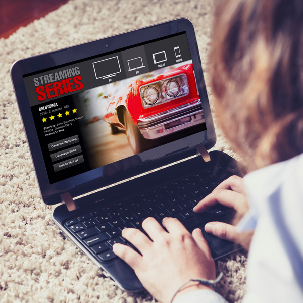 A woman streaming videos 