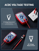 Multimeter for AC and DC voltage testing on a dark background