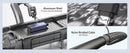 Technical product detail collage showing a cooling heatsink with an aluminum shell, a nickel-plated connector, and a nylon braided cable, with text labels on a light gray background.