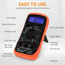 LJPXHHU Digital multimeter with labeled features on a white background