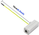 A silver metal electronic module with a yellow and green wire extending from one end, shown on a white background with a black measurement line and blue text indicating a length of 16cm (6.3 inches).