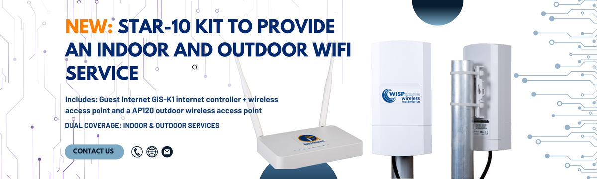 Guest Internet STAR-10 kit to provide indoor and outdoor WiFi service.