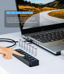 PANPEO 7-Port USB 3.0 Hub On/Off Switches 4ft for Laptop PC