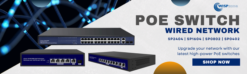 PoE switch wired network - SP2404, SP1604, SP0802, SP0402. Upgrade your network with our latest high-power PoE switches