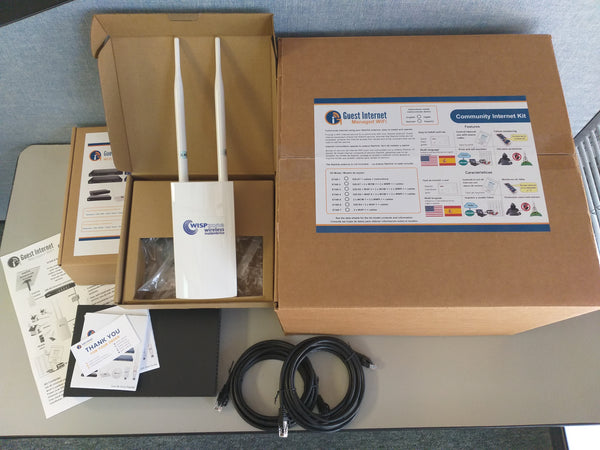 STAR-6 kit is an easy to install kit that provides a community Internet service using your Starlink. Comes with a Guest Internet GIS-R2 Internet controller, WAP-3 dual band outdoor wireless access point, extension Ethernet cable, free cloud account and a complete installation guide.
