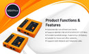 iMBAPrice - Orange network testing devices with product functions and features listed on a white and orange background.