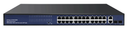 SP2404 - Power over Ethernet (PoE) switch, 24 LAN PoE ports, 2 uplink Ethernet ports, and 2 SFP ports
