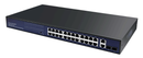 SP2404 - Power over Ethernet (PoE) switch, 24 LAN PoE ports, 2 uplink Ethernet ports, and 2 SFP ports