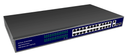 SP2404 - Power over Ethernet (PoE) switch, 24 LAN PoE ports, 2 uplink Ethernet ports, and 2 SFP ports